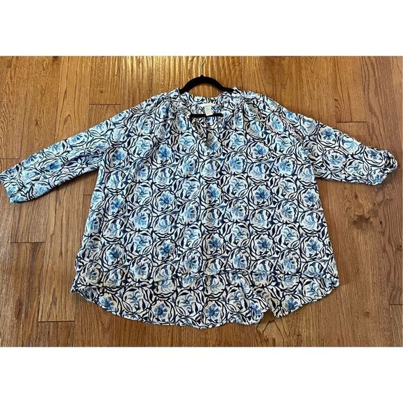 H&M blue floral tunic blouse size 12 - Picture 6 of 8